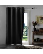 Cortina occuless con ojales, opaca, cambray, lisa, antracita, 135 x 260 cm