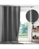 Cortina occuless con ojales, opaca, cambray, lisa, antracita, 135 x 260 cm