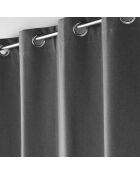 Cortina occuless con ojales, opaca, cambray, lisa, antracita, 135 x 260 cm