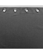 Cortina occuless con ojales, opaca, cambray, lisa, antracita, 135 x 260 cm