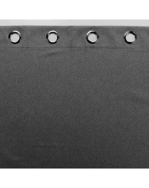 Cortina occuless con ojales, opaca, cambray, lisa, antracita, 135 x 260 cm