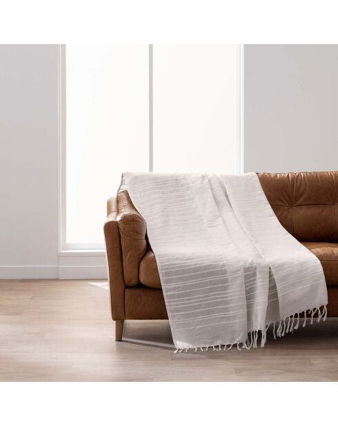 Plaid con frange Lilia in cotone naturale - 240x260 cm