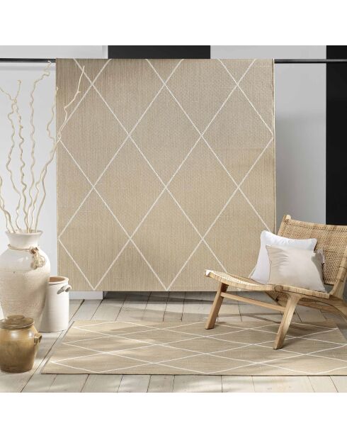 Tapis rectangle Damira, tissé plat naturel - 160x230 cm