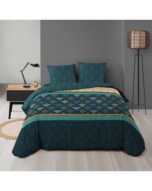 Triade blauwgroene omkeerbare dekbedovertrekset