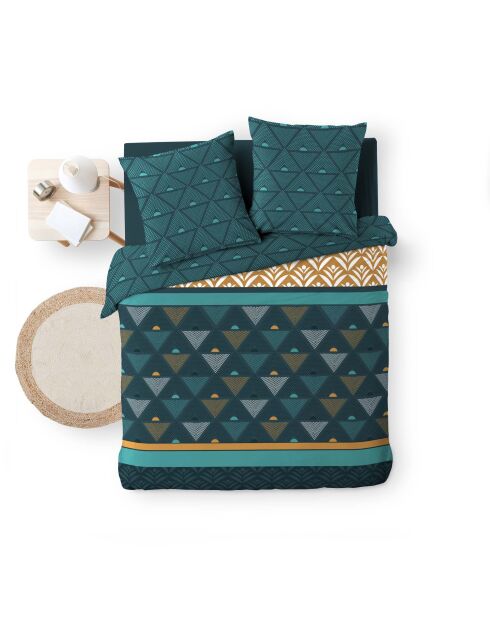 Triade blauwgroene omkeerbare dekbedovertrekset