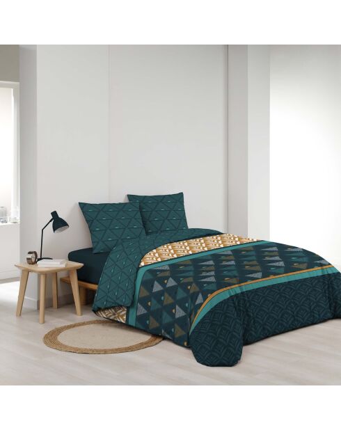 Triade blauwgroene omkeerbare dekbedovertrekset