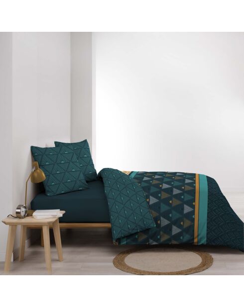 Triade blauwgroene omkeerbare dekbedovertrekset