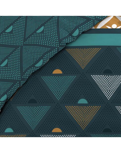 Triade blauwgroene omkeerbare dekbedovertrekset