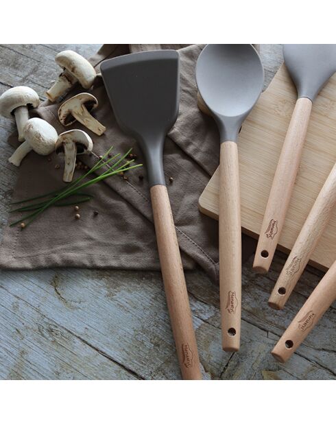 Spatola in silicone Eliott con manico in legno di faggio naturale/tortora - 80x35x320 cm