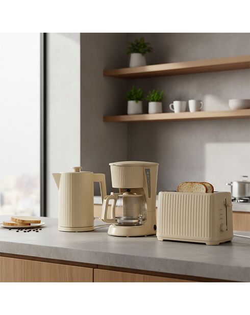 Beiger Polypropylen-Toaster mit 2 Scheiben, 290 x 190 x 210 cm