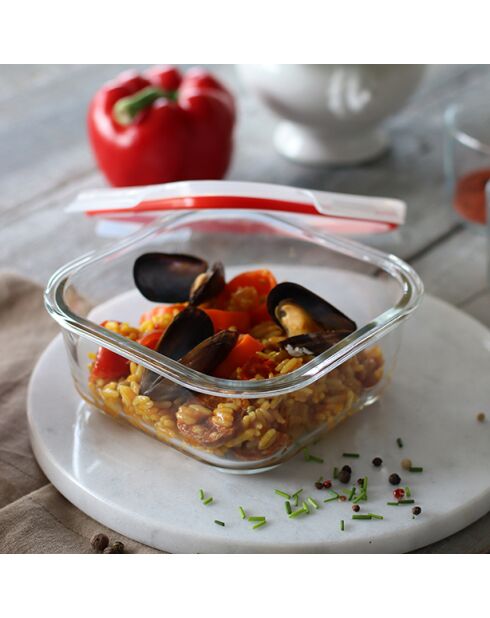 Boite hermétique carre + couvercle clémentine - 500ml