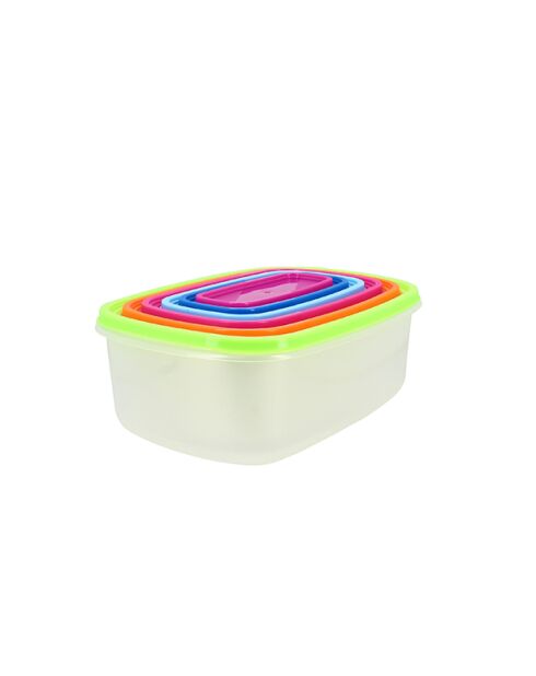 Set de 6 cajas herméticas de plástico con tapa multicolor/transparente - 260x188x92 cm