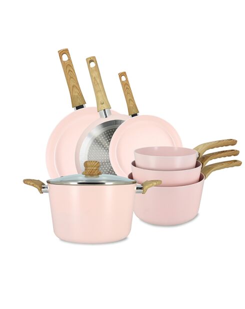 Colorama 7-teiliges Backset aus recyceltem Aluminium in Rosa - 380 x 240 x 150 cm