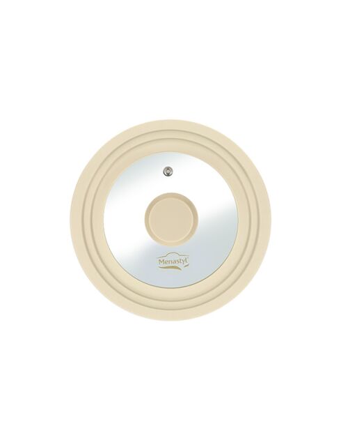 Multi-size deksel van gehard glas en beige siliconen - 16/18/20cm