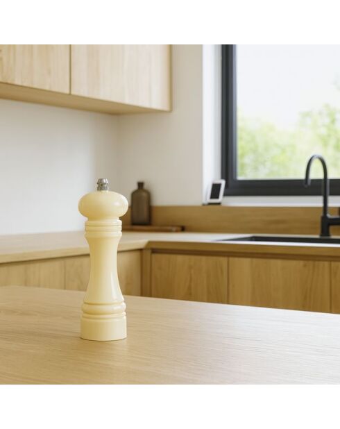 Moulin sel poivre en plastique creme broyeur céramique - H.18.5cm