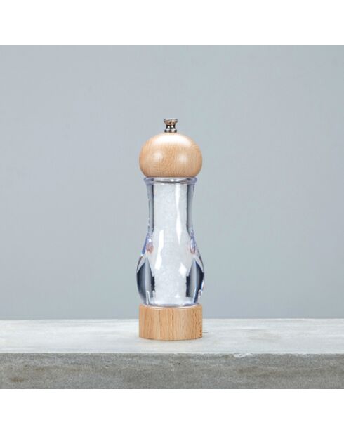 Moulin à sel brio en bois d'hévéa naturel - H.19cm