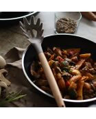 Cucchiaio per spaghetti in silicone Eliott con manico in legno di faggio naturale/tortora - 63x63x315 cm