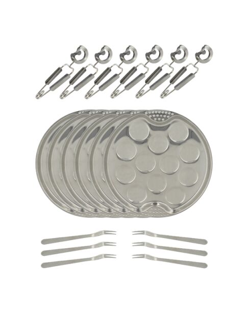 Oriane roestvrijstalen 18-delig slakkenservies - 190x190x50 cm