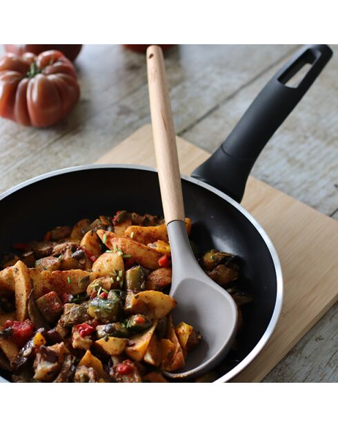 Cuchara Eliott de silicona con mango de madera de haya natural/marrón, 70 x 70 x 315 cm