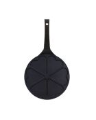 Poêle à pancake en forme de coeur en aluminium 6 trous noire - 26cm