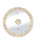 Couvercle multi taille en verre trempé et silicone beige - 26/28/30cm