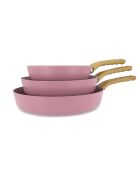 Set 3 lila aluminium braadpannen compatibel met paarse inductie - 20/24 en 28cm