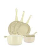 5-teiliges Pure Kochset aus recyceltem Aluminiumguss, cremefarben, 500 x 255 x 135 cm