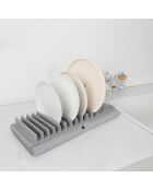 Égouttoir à vaisselle en polypropylène avec tapis en polyester gris - 445x165x35 cm