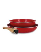 Set van 2 colorama magenta aluminium braadpannen met handvat - 22/26cm