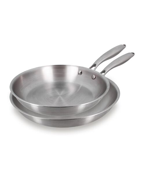 Set de 2 poêles trinox en acier inoxydable - 24/28cm