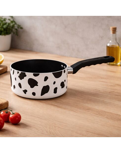 Juego de sartén y cacerola para vacas en aluminio con revestimiento cerámico blanco - D.24cm/D.18cm