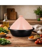 Tajine aluminium inductiebasis met roze keramische deksel - D.24cm