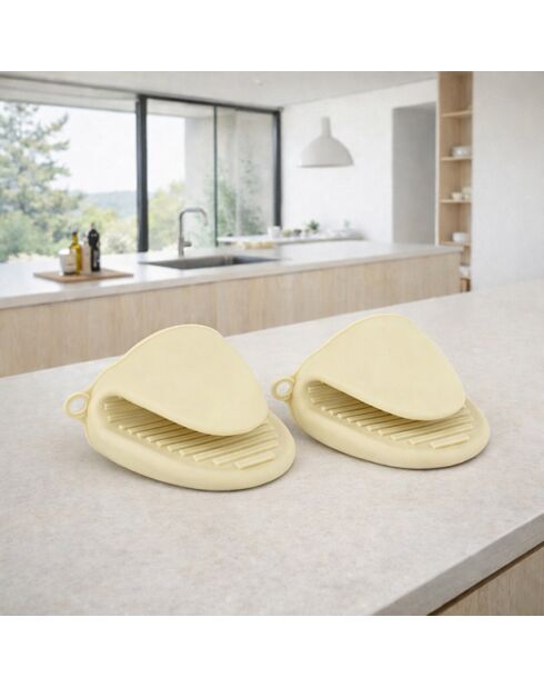 Set van 2 pure crèmekleurige siliconen handschoenen - 110x75x95 cm