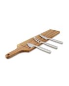 Planche à découper en bois d'acacia avec 3 couteaux à fromage inox
naturel - 59x12 cm