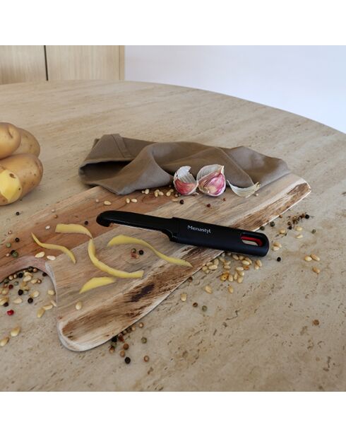 Pelador de acero inoxidable con mango de plástico negro - 90x30x225 cm