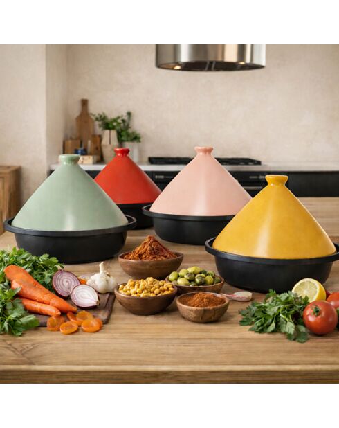 Tajine aluminium inductiebodem saffraan keramisch deksel - D.24cm