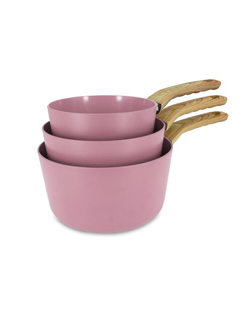 Set 3 casseroles lilas aluminium compatible induction violet - 16/18 et 20cm