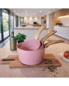Set 3 casseroles lilas aluminium compatible induction violet - 16/18 et 20cm