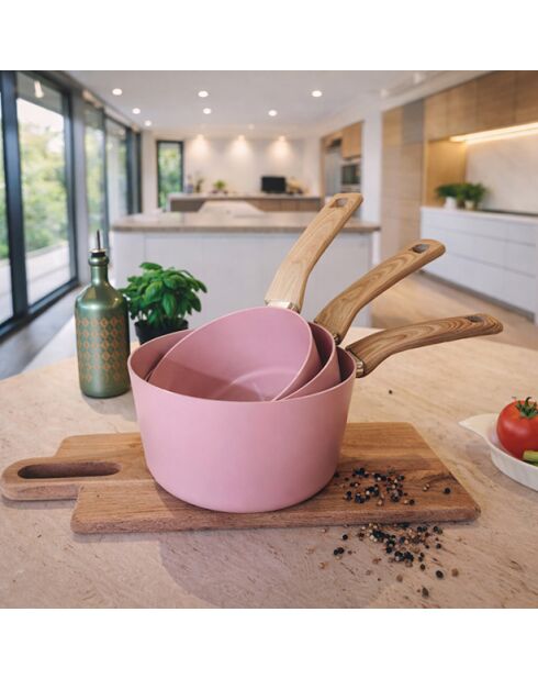 Set 3 casseroles lilas aluminium compatible induction violet - 16/18 et 20cm