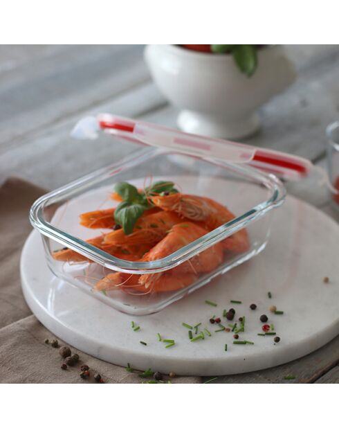 Boite hermétique rectangulaire +couvercle clémentine - 1500ml