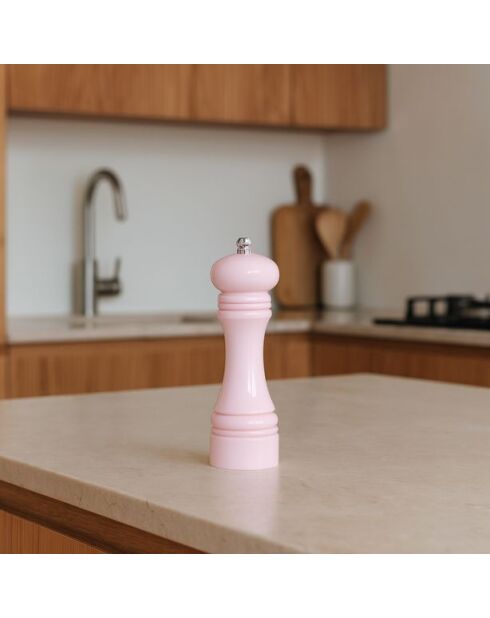 Moulin sel poivre en plastique rose broyeur céramique - H.18.5cm
