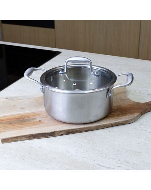 Trinox Kochtopf aus Edelstahl mit Deckel - D.20cm