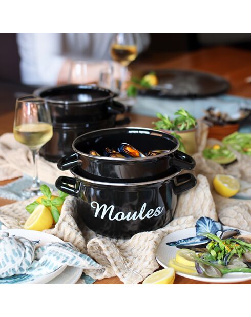 Muscheltopf mit schwarzer Schrift - 5l