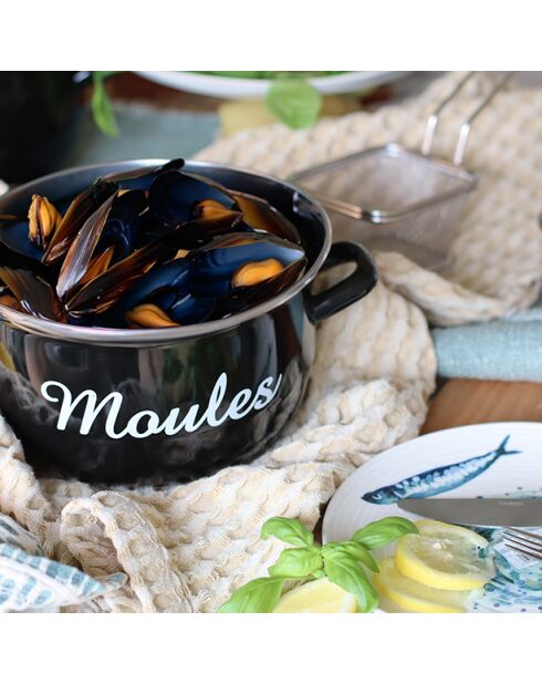 Muscheltopf mit schwarzer Schrift - 5l