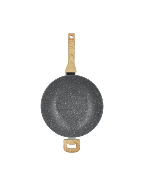 Kaneelwok met lichte houten handgrepen - D.28 cm