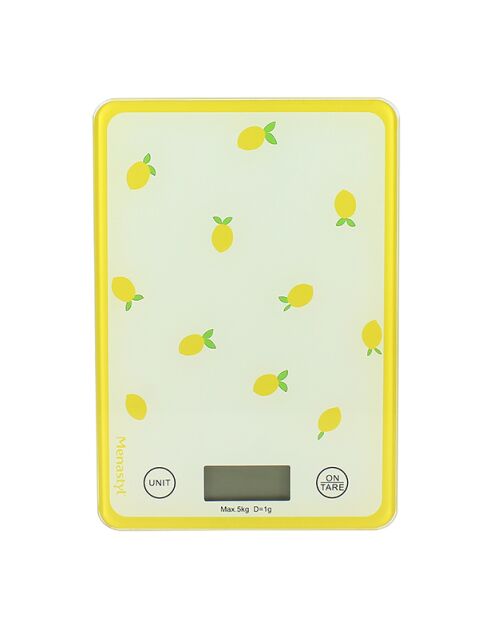 Balance électronique citron en plastique et verre trempé beige - 150 x 215 x 16 cm