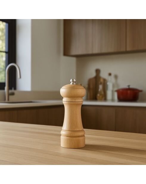Moulin sel poivre en bois de hêtre broyeur céramique - H.14cm