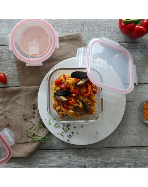 Boite hermétique carrée + couvercle clémentine - 800ml