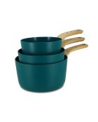 Set 3 casseroles aluminium compatibl induction bleu canard - 16/18 et 20cm