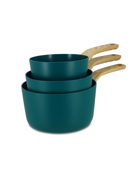 Set 3 casseroles aluminium compatibl induction bleu canard - 16/18 et 20cm